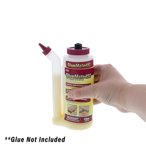 Milescraft 5223 Glue Mate 450-15oz. (450ml) Precision Wood Glue Bottle - Anti-Drip - Dowel and Biscuit Tips Included - Easy Flow Multi-Chamber Des...